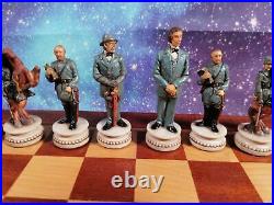 Civil War Chess Set USA W. U. 2000 With Board Union Confederate Handpainted Rare