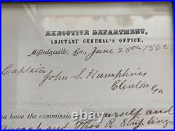 Civil War Clinton GA Confederate Officer Commission document General Henry Wayne