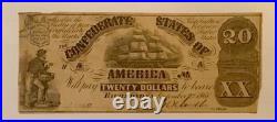 Civil War Confederate $ 20 Dollar T18 Note Original 1861 Low Low Serial # 806