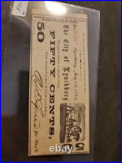 Civil War Confederate 50 Cent Note, City of Lynchburg, Va. 1862