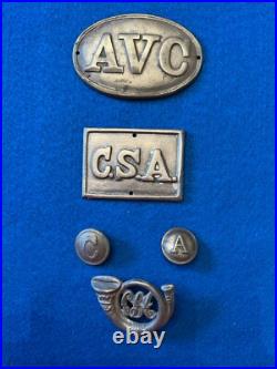 Civil War Confederate Breast Plate & Box Plate & Collar pin