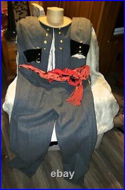 Civil War Confederate Colonel Reenactment Uniform incl. Coat/Pants/Sash/Hat