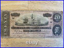 Civil War Confederate Currency $20 Note Twenty Dollar Bill CSA Money 1864 States