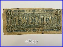 Civil War Confederate Currency $20 Note Twenty Dollar Bill CSA Money 1864 States