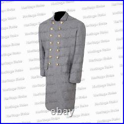 Civil War Confederate Double Breast Frock Coat With 2 Front Pockets All Sizes