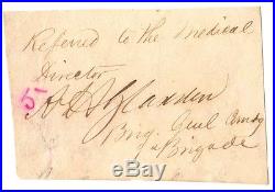 Civil War Confederate General Adley Gladden War Time Signature RARE