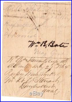 Civil War Confederate General William B. Bate War Date Endorsement Signed