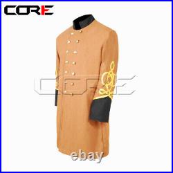 Civil War Confederate General's Butternut Frock Coat with 4 Braids- All Sizes
