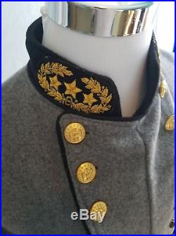 Civil War Confederate Generals Officers Uniform Frock Coat Overcoat Jacket Tunic