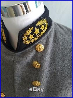 Civil War Confederate Generals Officers Uniform Frock Coat Overcoat Jacket Tunic