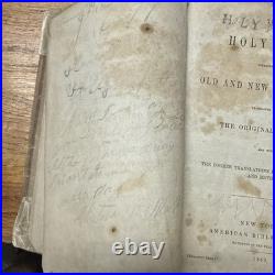 Civil War Confederate Georgia 1863 Bible Rock Island Prison POW Owned Signed