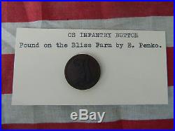 Civil War Confederate Infantry button coat BATTLE OF GETTYSBURG BLISS FARM relic