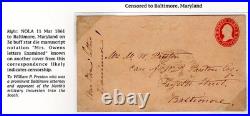 Civil War Confederate New Orleans Adams Express Censored Baltimore MD Star Die