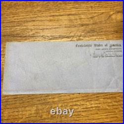 Civil War Confederate Official Business Unused Large Blue Envelope Cover Signed