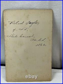 Civil War Confederate Richard Taylor cabinet photo Lieutenant General CSA Adams