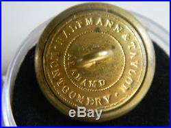 Civil War Confederate Script I Coat Button Halfmann & Taylor Alabamd Back-Mark