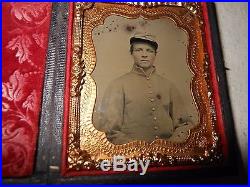 Civil War (Confederate) Soldier 1/9 Plate Ambrotype Full Case