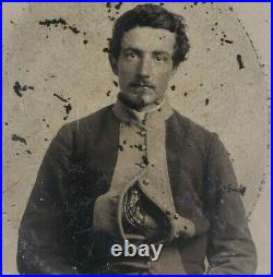 Civil War Confederate Soldier Man 1860s 1/6 Plate Tintype Ferrotype Photo H187