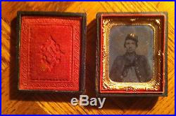 Civil War Confederate Soldierin Original Box- Hinge split front cover of box