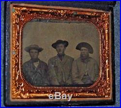 Civil War Confederate Soldiers 1/6 Plate Tintype Decorative Case & Mat