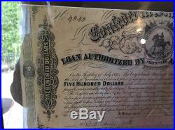 Civil War Confederate States 1864 Bond Uncut with All Coupons Attached