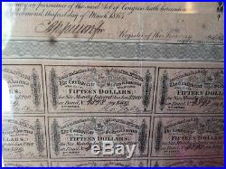 Civil War Confederate States 1864 Bond Uncut with All Coupons Attached