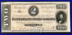 Civil War Confederate States of America $2 Bill/Note February 17, 1864