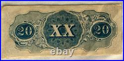 Civil War Confederate States of America $20 Note / Bill with Ornate Back