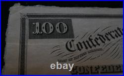 Civil War Confederate States of America C. S. A. $100 Bond 1861 with Seal & Coupons