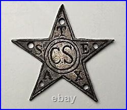 Civil War Confederate Texas Hat Star Uniform Badge Sew On Type 15/16 CSA Silver