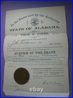 Civil War Confederate War Hero Document Signed. Alabama Gov. Thos. G. Jones