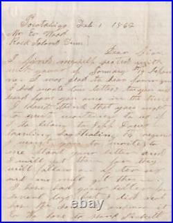 Civil War / Confederate soldier's February 1 1862 reply to Mr E Ward Rock Island