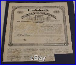Civil War Customs House Confederate States of America Bond $1000 1863