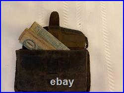 Civil War Era Folding Leather With Confederate $10 Bill As Found Unknown Relativ