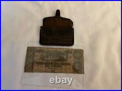 Civil War Era Folding Leather With Confederate $10 Bill As Found Unknown Relativ