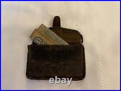 Civil War Era Folding Leather With Confederate $10 Bill As Found Unknown Relativ