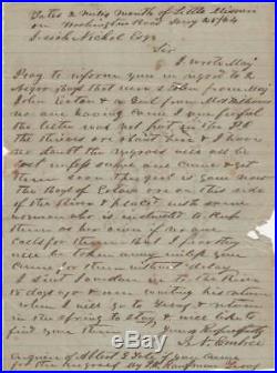 Civil War Letter about Slaves who were Stolen from a Confederate Officer