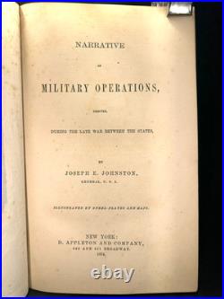 Civil War MILITARY OPERATIONS by JOSEPH E. JOHNSTON Confederate GENERAL Ill. 1874
