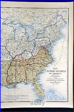 Civil War Map Dec. 1864 United States Confederate West Territories Pony Express