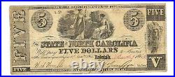 Civil War-NC Rare 1865 Confederate/Obsolete CR-86 Rarity R-4 -CSA $5 note VF