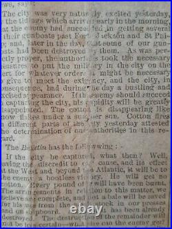 Civil War Newspapers- FALL OF NEW ORLEANS, CHARLESTON MERCURY, CONFEDERATE