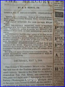 Civil War Newspapers- FALL OF NEW ORLEANS, CHARLESTON MERCURY, CONFEDERATE