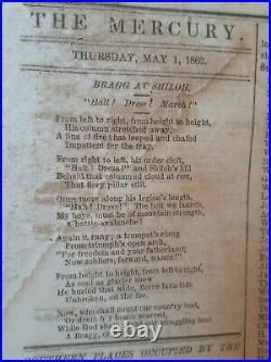 Civil War Newspapers- FALL OF NEW ORLEANS, CHARLESTON MERCURY, CONFEDERATE