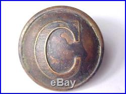 Civil War Non Dug Confederate Calvary Lined Block C Button. 23mm Blank Back