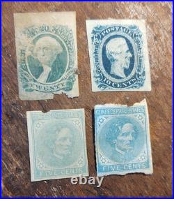 Civil War Stamps Confederate States Jefferson Davis, Washington Unused HR
