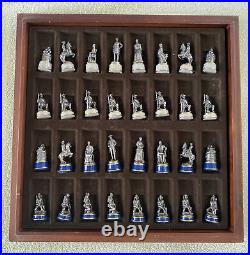 Civil War Union & Confederate Pewter Brass Chess Set by The Franklin Mint 1983