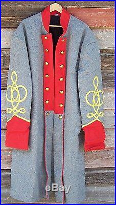 Civil war confederate artillery frock coat with 3 row braids 48