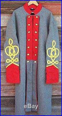 Civil war confederate artillery frock coat with 4 row braids 42