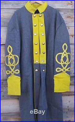 Civil war confederate cavalry frock coat with 4 row braids 46