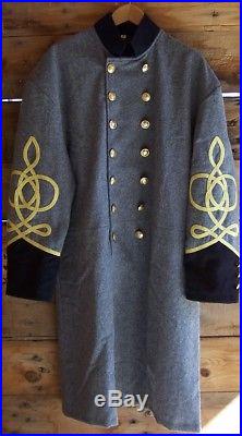 Civil war confederate frock coat with 3 row braids 42